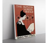 The Boston Sunday Herald By Ethel Reed Classic Painting Canvas Wall Art Print Ready to Hang, Framed Picture for Living Room Bedroom Home Office Décor, 50x35 cm (20x14 Inch)