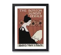 The Boston Sunday Herald By Ethel Reed Classic Painting Framed Print | A2 Black Framed Wall Art | Ready to Hang | Classic Historical Picture | Living Room Bedroom Lounge Office
