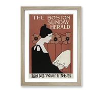 The Boston Sunday Herald By Ethel Reed Classic Painting Framed Wall Art Print, Ready to Hang Picture for Living Room Bedroom Home Office Décor, Oak A3 (34 x 46 cm)