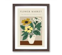 The Botanical Flower Market Exhibition No.7 Framed Print | A2 Walnut Framed Wall Art | Ready to Hang | Modern Floral Picture | Living Room Bedroom Lounge Office