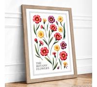 The Botany Flowers Botanical Framed Wall Art Print A4 Oak