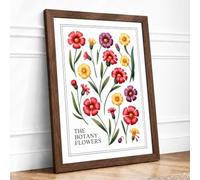 The Botany Flowers Botanical Framed Wall Art Print A4 Walnut