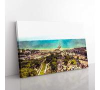 The Bournemouth Coast Painting Modern Art Canvas Wall Art Print Ready to Hang, Framed Picture for Living Room Bedroom Home Office Décor, 76x50 cm (30x20 Inch)