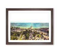 The Bournemouth Coast Painting Modern Art Framed Print | A3 Walnut Framed Wall Art | Ready to Hang | Modern Beach Picture | Living Room Bedroom Lounge Office