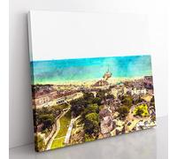 The Bournemouth Coast Painting Modern Canvas Wall Art Print Ready to Hang, Framed Picture for Living Room Bedroom Home Office Décor, 50x50 cm (20x20 Inch)