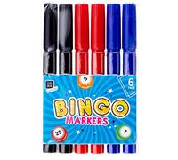 THE BOX EVERYDAY Lucky Bingo Plastic Markers (14cm x 1.5cm) Pack of 6 - Assorted Colors (Red, Blue, Black), Perfect for Bingo Nights, Games, & More