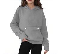 The Boy Girls Solid Color Hoodies Boys Fashion Plain Pullover Tops Toddler Fall Winter Oversized Fleece Hooded Sweatshirts Plain Pullover Grey 12-13 Years