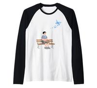 The boy Sitting on a Bench Funny Unisex Design for tee Raglan Baseball Tee