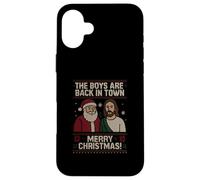 The Boys Are Back in Town Christmas Jesus Santa Ugly Sweater Case for iPhone 16 Plus