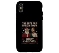 The Boys Are Back in Town Christmas Jesus Santa Ugly Sweater Case for iPhone X/XS