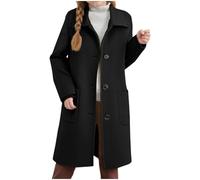 The Boys Baby Kids Button Up Trench Coats Boys Warm Winter Wool Cardigans Toddler Girls Blends Fleece Jackets Windproof Outwear Overcoats Black 4-5 Years