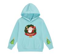 The Boys Girl's Christmas Zip Up Hoodies Boys Long Sleeve Solid Color Xmas Fleece Pullover Warm Fuzzy Oversized Kids Sweatshirts Mint Green 2-3 Years