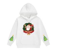 The Boys Girl's Christmas Zip Up Hoodies Boys Long Sleeve Solid Color Xmas Fleece Pullover Warm Fuzzy Oversized Kids Sweatshirts White 11-12 Years
