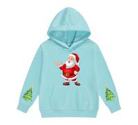 The Boys Girl's Christmas Zip Up Hoodies Boys Long Sleeve Solid Color Xmas Fleece Pullover Warm Fuzzy Oversized Kids Sweatshirts Mint Green 11-12 Years