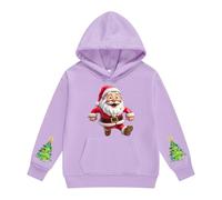 The Boys Girl's Christmas Zip Up Hoodies Boys Long Sleeve Solid Color Xmas Fleece Pullover Warm Fuzzy Oversized Kids Sweatshirts Purple 5-6 Years