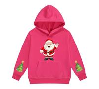 The Boys Girl's Christmas Zip Up Hoodies Boys Long Sleeve Solid Color Xmas Fleece Pullover Warm Fuzzy Oversized Kids Sweatshirts Hot Pink 7-8 Years