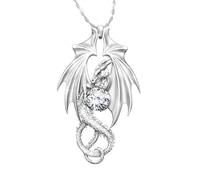The Bradford Exchange 'Fire And Ice' Crystal Dragon Pendant - Sterling Silver-Plated Pendant Features An Intricately Sculpted, Two-Inch-Tall Dragon Set With An Icy Crystal. Gift Box Included