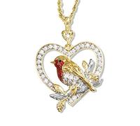 The Bradford Exchange 'Jewel of Nature' Crystal Robin Pendant Plated in Rich 24-Carat Gold, and Showcasing Lustrous Enamel and A Genuine Diamond Exclusively Available from