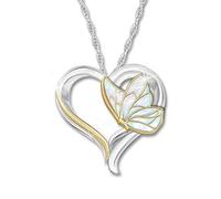 The Bradford Exchange 'Messenger from Heaven' Butterfly Pendant - Solid Sterling Silver Pendant with 18-Carat Gold-Plating. Features a Mother of Pearl Inlay Butterfly Within The Heart.