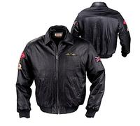 The Bradford Exchange ‘Red Arrows’ Men’s Leather Jacket - Officially licensed Red Arrows men's hooded jacket, with genuine leather, patch featuring the trademark Diamond Nine formation (Large)