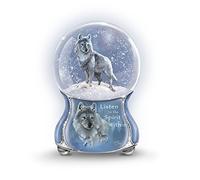 The Bradford Exchange ‘Silver Scout' Wolf Glitter Globe Features Heirloom Porcelain® Base, Eddie LePage Artwork, Handpainted Sculpted Wolf. Plays: 'Clair de Lune' Exclusively Available From