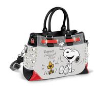 The Bradford Exchange Snoopy Colour Block Handbag, handcrafted of pebbled faux leather And Removable Shoulder Strap, unique PEANUTS Snoopy artwork And Snoopy Charm