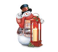 The Bradford Exchange - 'Winter Welcome' Tabletop Snowman Lantern - Thomas Kinkade With Music And Light Up Candle