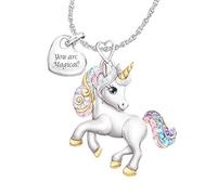 The Bradford Exchange 'You Are Magical' Ladies' Unicorn Pendant - A unique fantasy-inspired, fully-sculpted unicorn features sterling silver accents, 18-carat gold-plated accents and hand-enamelling