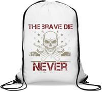The brave die never skull graphic Gym Sack Casual Drawstring Bag White