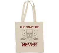 The brave die never skull graphic Natural Cotton Tote Bag White