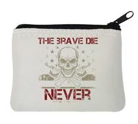 The Brave die Never Skull Graphic Neoprene Coin Purse Pouch 10x11cm White