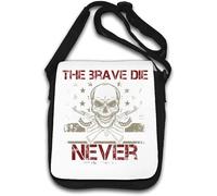 The brave die never skull graphic Shoulder Bag White