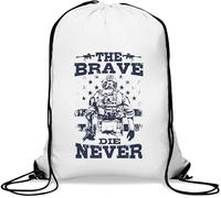 The brave die never soldier art Gym Sack Casual Drawstring Bag White