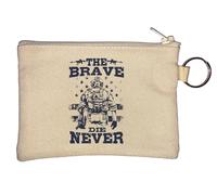The Brave die Never Soldier Art Key Chain Coin Purse Beige