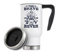 The Brave die Never Soldier Art Vacuum Insulated Thermal Travel Coffee Mug 480ml White