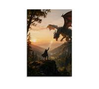The Brave Fight The Dragon Canvas Wall Art Posters Prints Painting for Bedroom Dorm Living Room Office Decor 08x12inch(20x30cm)