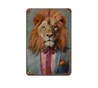 The Brave Lion Retro Poster Metal Tin Sign Chic Art Retro Iron Painting Bar People Cave Cafe Family Garage Poster Wall Decoration 8x12inch(20x30cm)