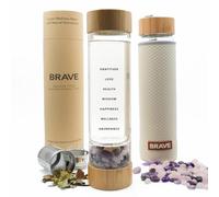 The Brave Soul Elegant Slim Crystal Water Bottle with Crystals Inside for Metaphysical Gifts, Perfect for Spiritual People