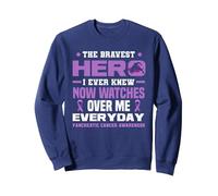 The Bravest Hero I Ever Knew Pancreatic Cancer Awareness Sweatshirt, Adult Unisex, Navy Blue, Medium