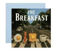 The Breakfast Card Abbey Road Crossing - Food Lovers Greeting Card Eggs Bacon Toast Coffee Cute Humour Friend Bestie Partner Sibling Mum Dad Colleague - Birthday or Just Because Card