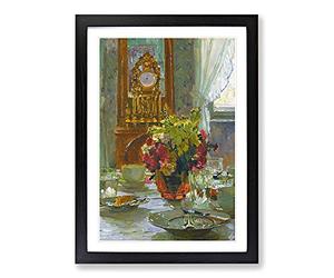 The Breakfast Table by Carl Moll Framed Print | A2 Black Framed Wall Art | Ready to Hang | Modern Nature Picture | Living Room Bedroom Lounge Office