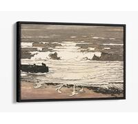 The Breaking Waves, Tide of September Auguste Louis LepŠre Canvas Floater Frame Print Picture Art - Black Frame 36 inch wide x 24 inch high