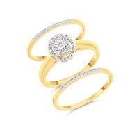 The Bridal Suite 9ct Gold Diamond Engagement, Wedding And Half Eternity Ring Set - 1/4ct - S3274-P