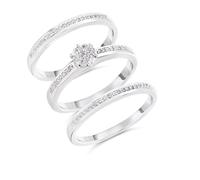 The Bridal Suite 9ct White Gold Diamond Engagement, Wedding And Half Eternity Ring Set - 1/4ct - S3276-R