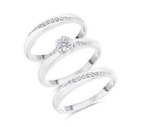 The Bridal Suite 9ct White Gold Diamond Engagement, Wedding And Half Eternity Ring Set - 35pts - S3279-M