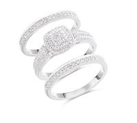 The Bridal Suite 9ct White Gold Diamond Engagement, Wedding And Half Eternity Ring Set - 63pts - S3275-L