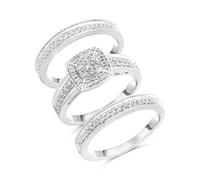 The Bridal Suite 9ct White Gold Diamond Engagement, Wedding And Half Eternity Ring Set - 63pts - S3278-R