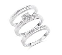 The Bridal Suite 9ct White Gold Diamond Engagement, Wedding And Half Eternity Ring Set - 67pts - S3271-Q