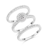 The Bridal Suite 9ct White Gold Diamond Engagement, Wedding And Half Eternity Ring Set - 70pts - S3272-P