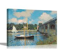 The Bridge at Argenteuil By Claude Monet Canvas Pictures Framed Prints Wall Art Home Office Framed Hanging Art 101 x 76cm (40 x 30 inches)